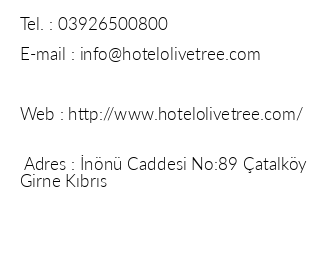 The Olive Tree Hotel iletiim bilgileri